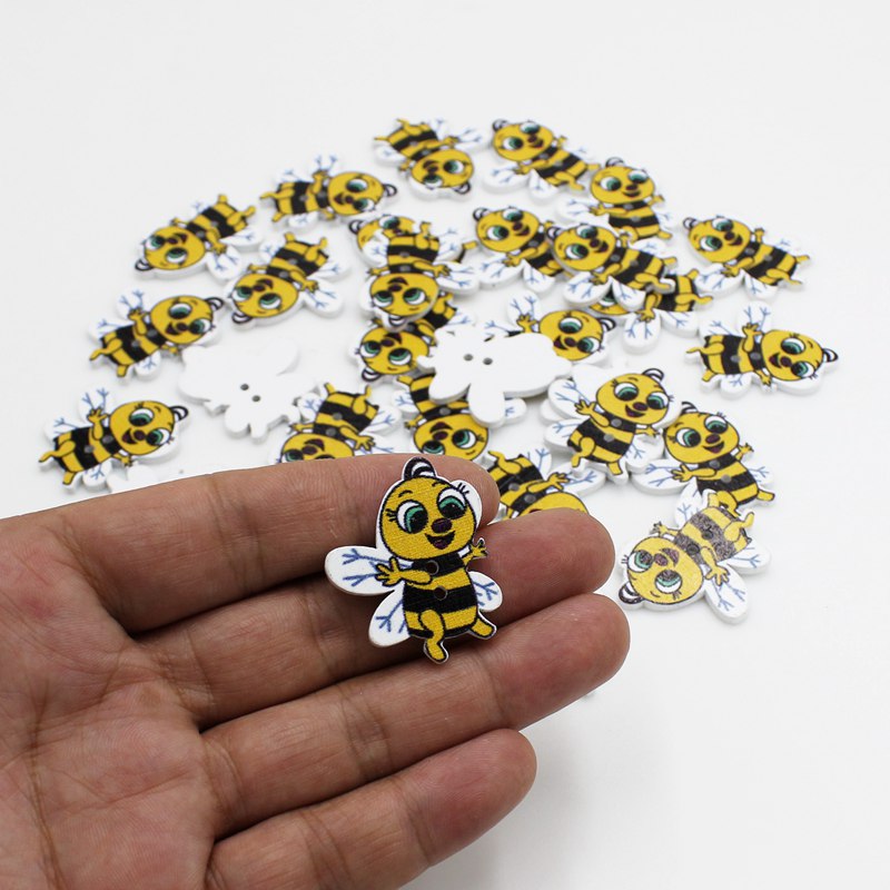 Baby Clothing Sewing - 50 boutons en bois à motifs