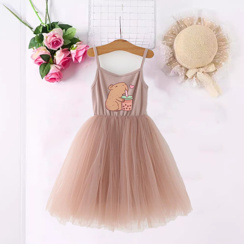 Baby Clothing Gifts - Capybara filles robes Anime imprimé mignon